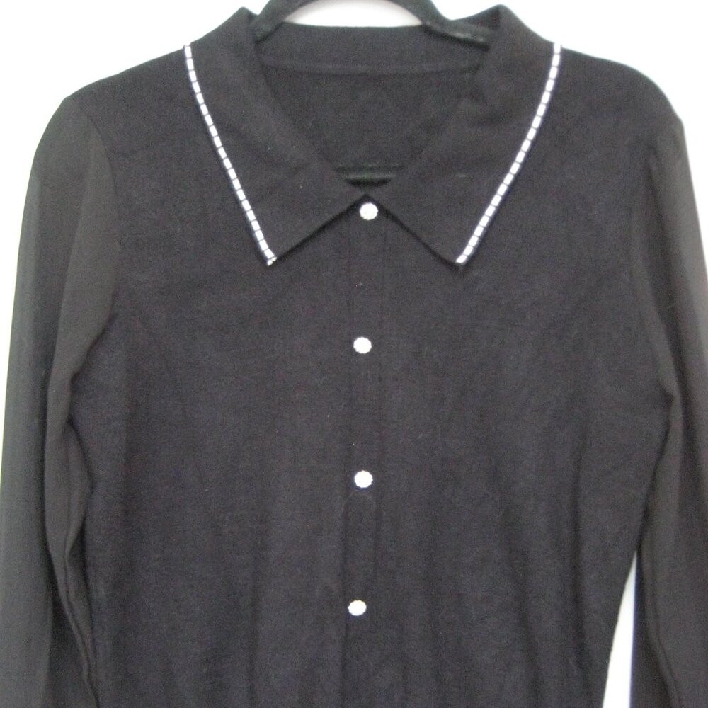 J Ing soft collared sheer sleeve sweater
